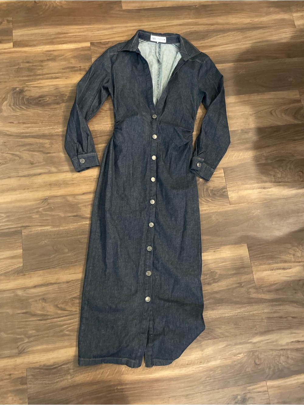 Zara Denim Button-Front Midi Dress - Picture 4 of 7